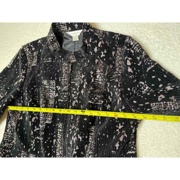 Christopher & Banks Women's Velvet Metallic Whimsygoth Office Jacket L Black - Picture 11 of 11